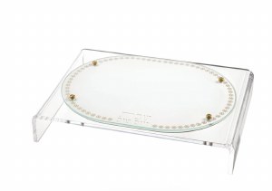 Picture of Lucite Suspended Challah Board Marquesa Design Gold 18" x 13"
